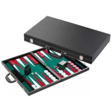 Backgammonkoffer zwart/groen ingel.53x6 cm