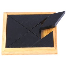 Tangram solidwood kist blank/zw.13x13cm.